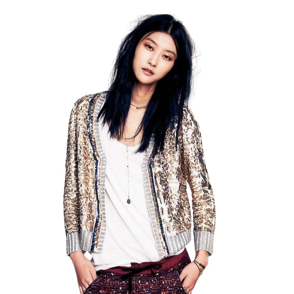 Antik Batik Metallic Calloway Cardigan Jacket Gold Size 42 Large EU